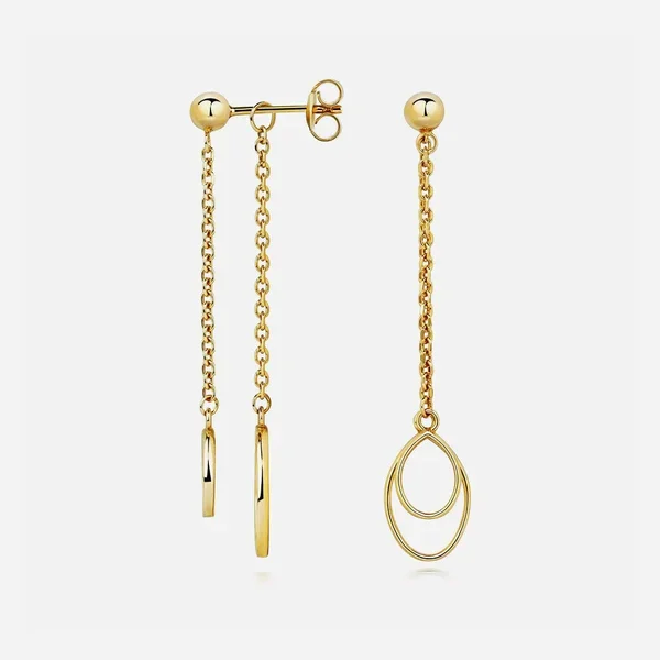 Apple Pip 925 Sterling Silver Chain Earrings - 24ct Gold Plated