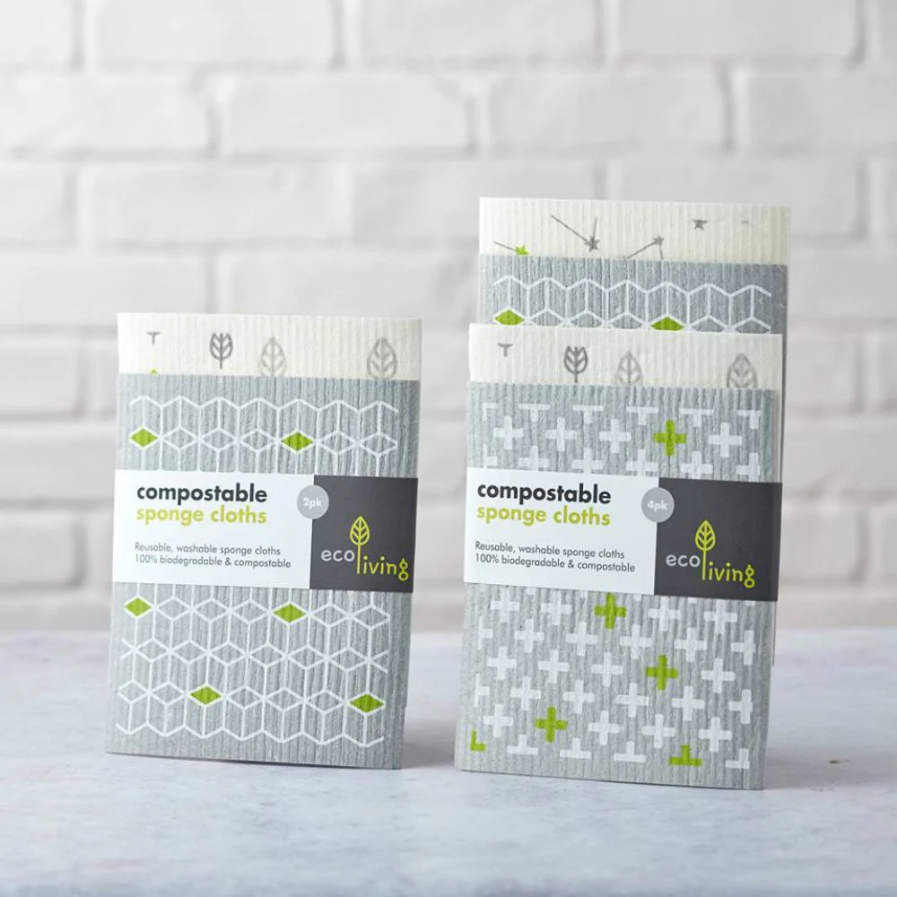 Compostable Sponge Cleaning Cloths - 2 Or 4 Pack
