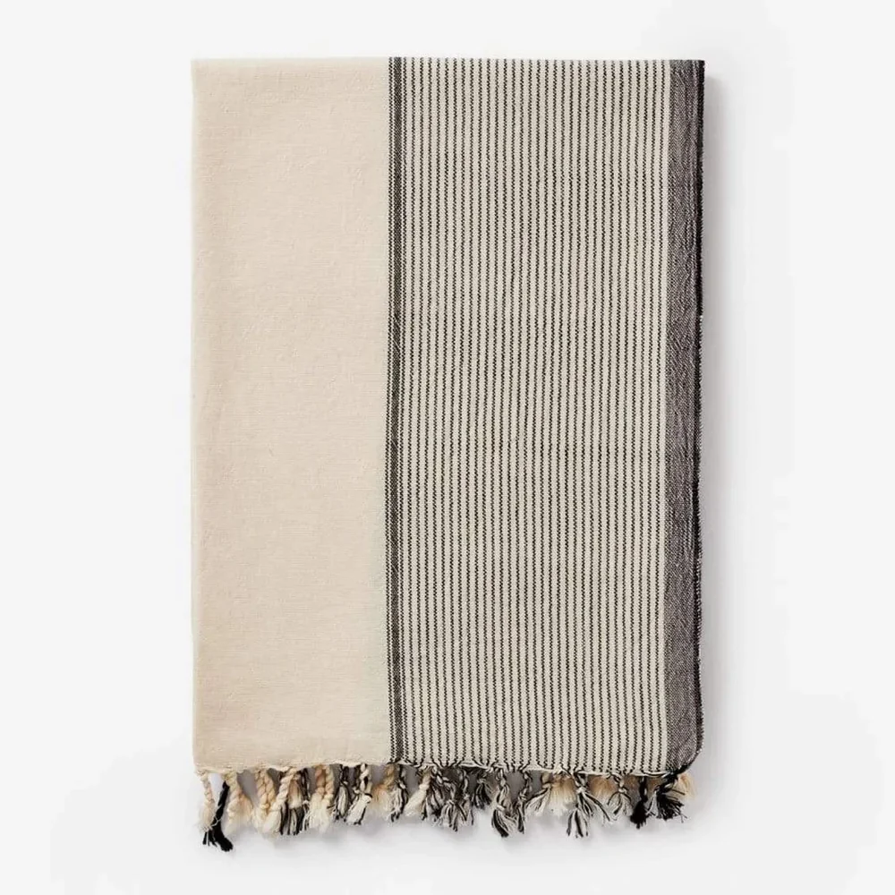 Mete Cotton Vegan Peshtemal | Black & Salt