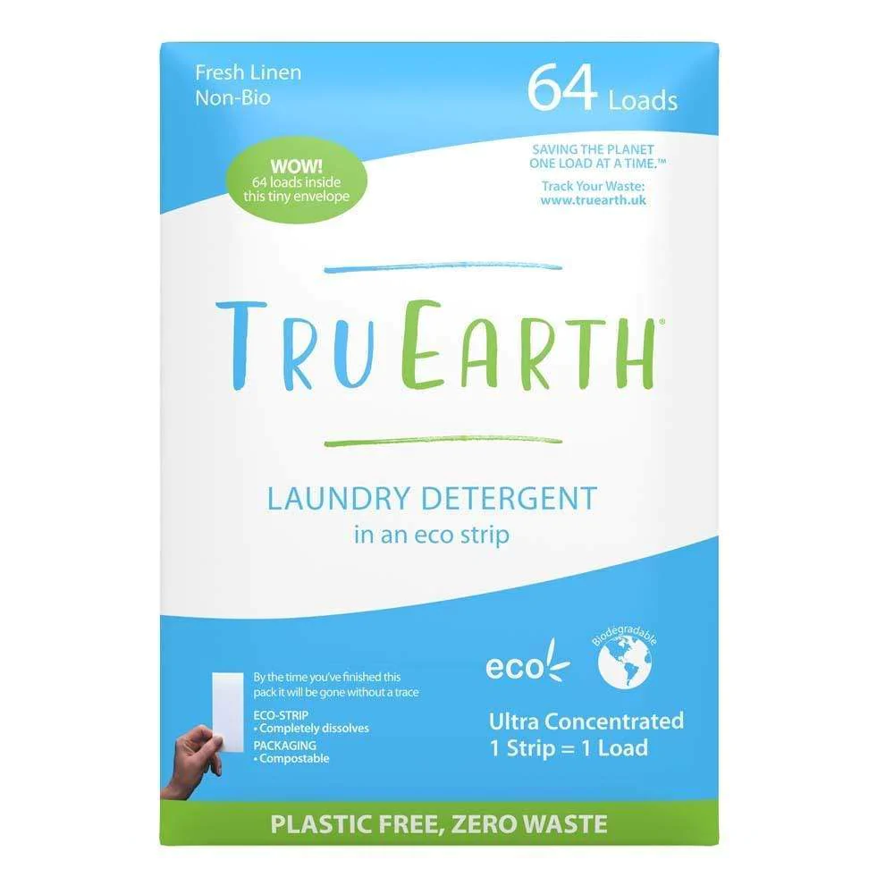 Tru Earth Eco-strips Laundry Detergent - Fresh Linen 64 Loads