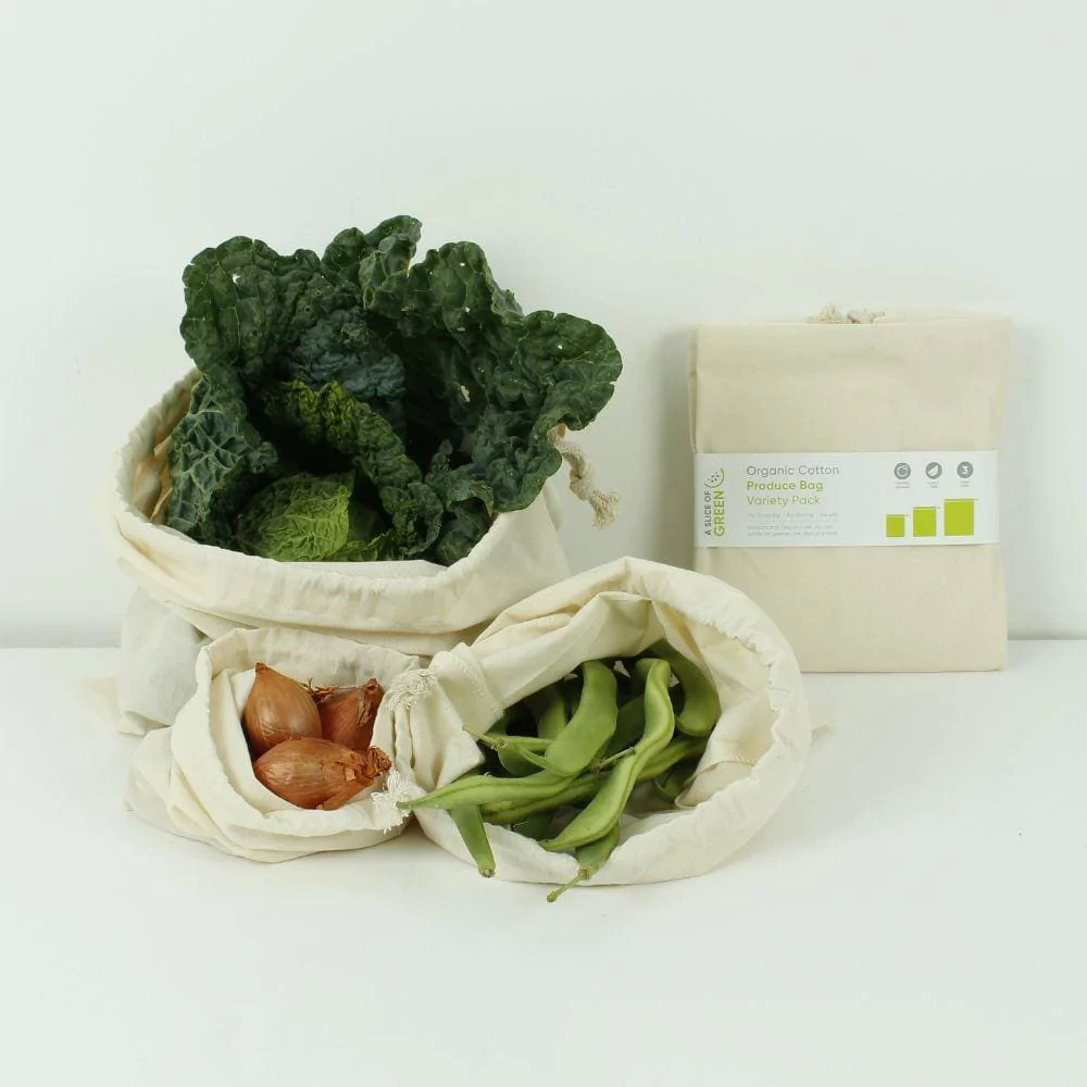 Pack Of 3 Organic Cotton Produce Bags