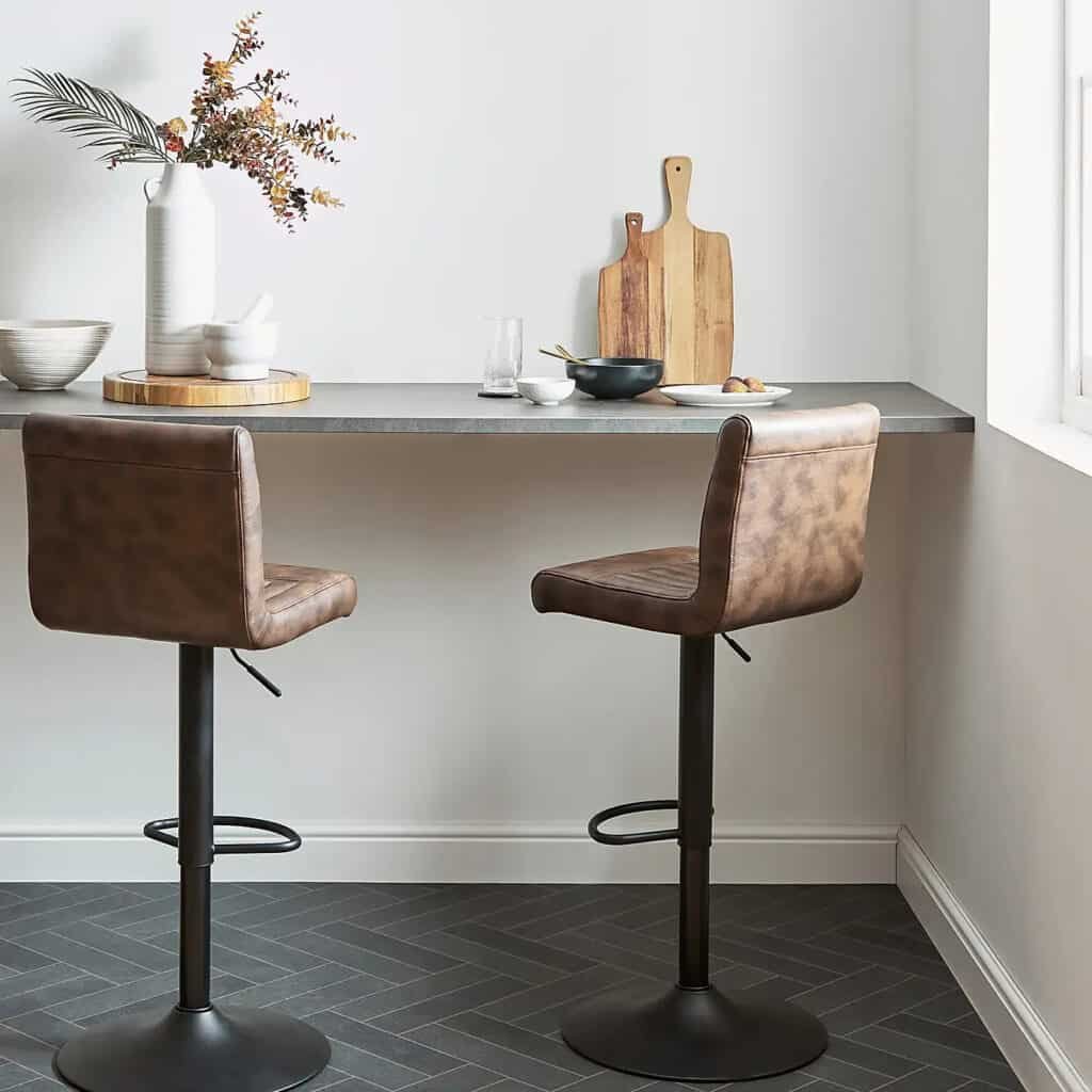 Felix Counter Adjustable Height Swivel Bar Stool, Faux Leather