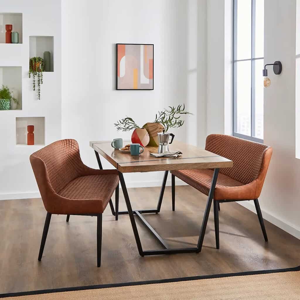 Montreal 2 Seater Dining Bench Seat, Faux Leather, 133cm